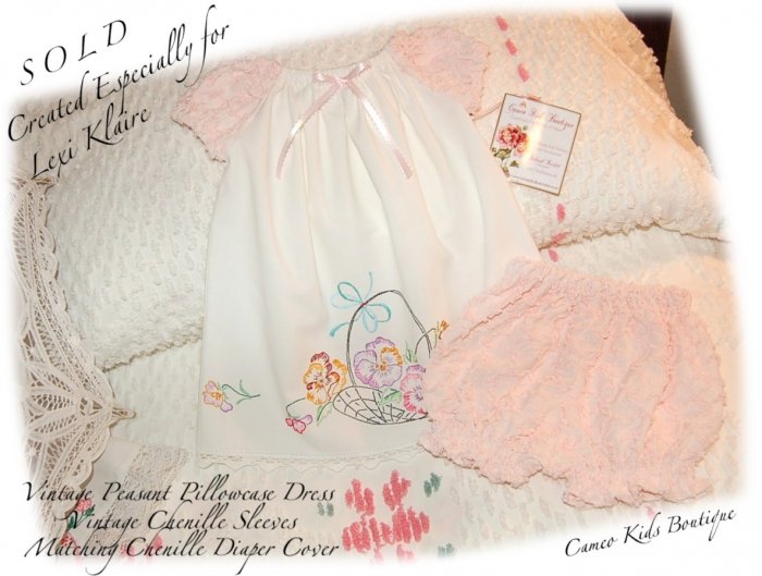Special Request for Brandi Smith - Newborn Peasant Pillowcase Dress and Chenille Diaper Cover