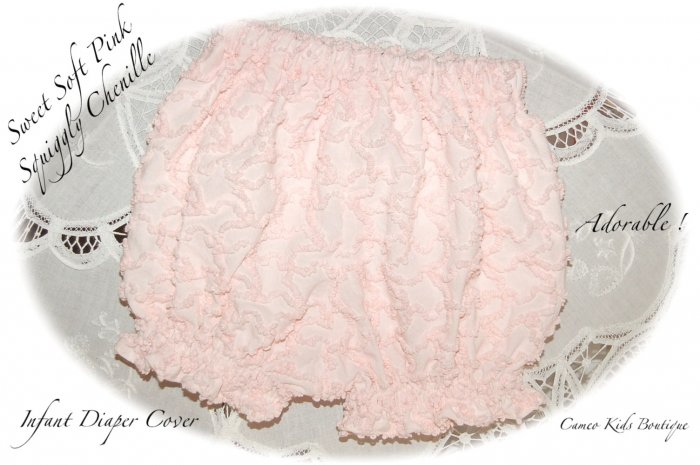 Chenille Diaper Cover - Vintage Pink Squiggly Chenille - Newborn and Up - Boy or Girl