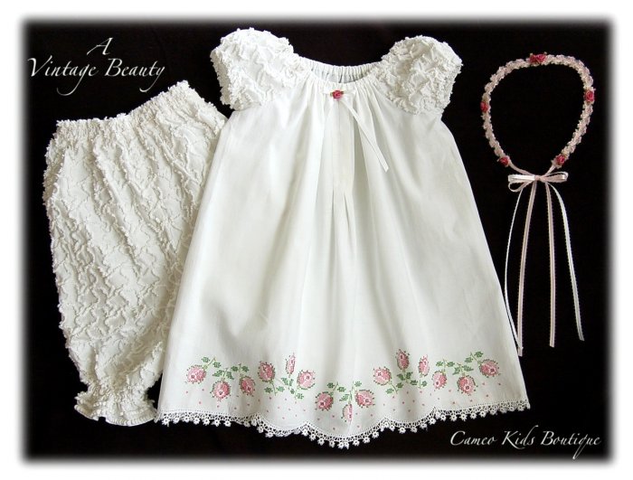 Abriella - Vintage Pillowcase Dress - Little Girls Heirloom Dress