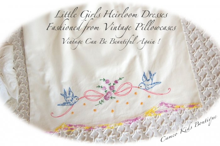 Daisi - Embroidered Vintage Pillowcase - Little Girls Dress - Custom One of a Kind
