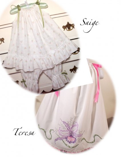 Special Request for Lillian Barnes - Pillowcase Dresses - Teresa, Sage and Christening Gown