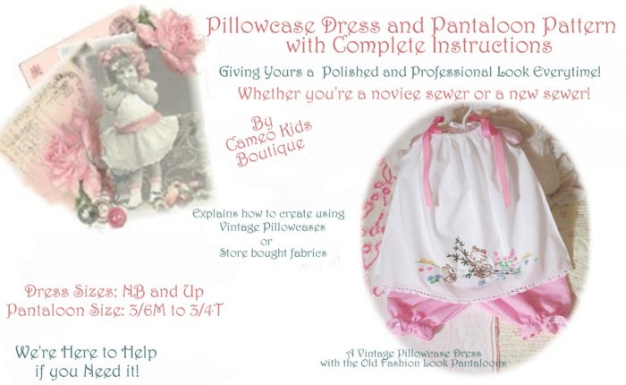 Pillowcase Dress - and - Pantaloon Pattern - Complete Instructions - Cameo Kids Boutique