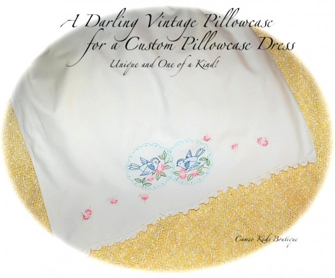 Scarlett and Ashley - Pillowcase Dress - Hand Embroidered - Bluebirds - Toddler