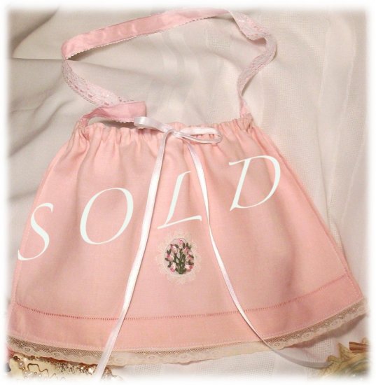 Pink Vintage Pure Linen Purse - Handbag - Little Girl - Mother - Gift
