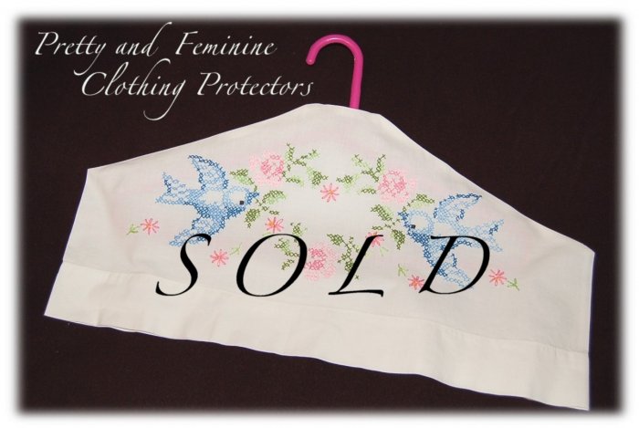 Hanger Cover - Cross Stitch - Bluebird - Eliminates Dust Build Up On Clothing
