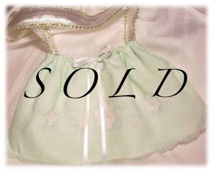 Pastel Green Vintage Pure Linen Purse - Handbag - Little Girl - Mother - Gift