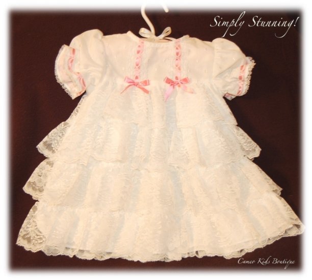 Frilly Lacey Baby Dress - Layered with Lace - Infant - Special Occasion Dress