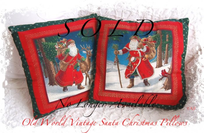 Decorative Old World Santa Christmas Pillow Set - Holiday Home Decor