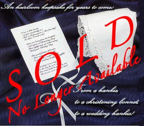 Christening Hankie Bonnet With Poem Gift