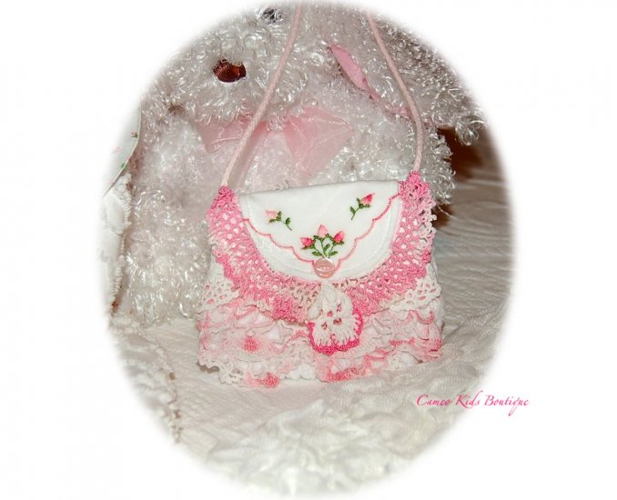 Precious Little Girls Lacy Purse - Vintage Embellishments - Easter Purse