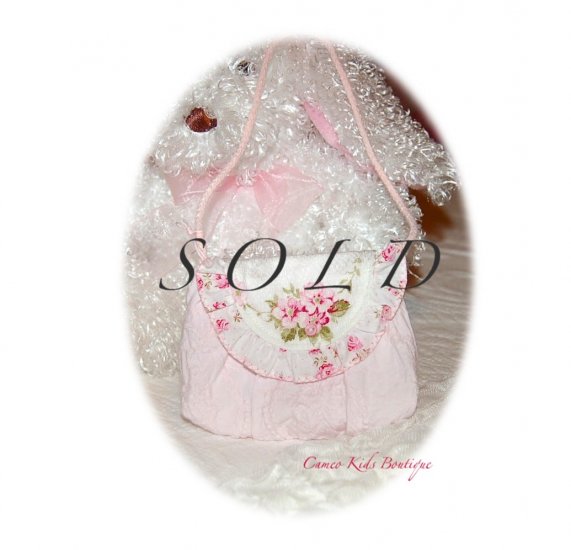 Pink Rose Ruffled Little Girl's Purse - Easter Purse