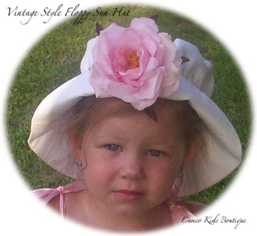 Vintage Style Floppy Rose Sun Hat - Baby - Toddler - Little Girl