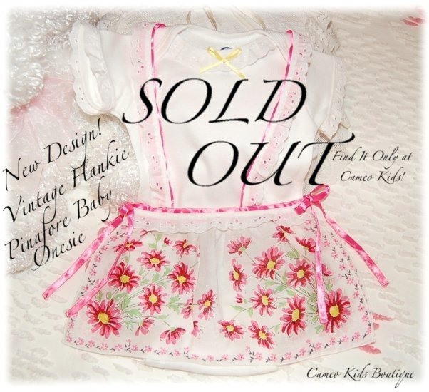 New Design - Baby Pinafore - Vintage Hanky Onesie - Altered Vintage Inspired Couture