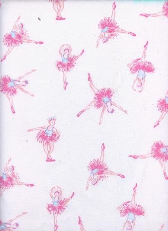 BALLERINAS ARE DANCING on WHITE COTTON RIB KNIT