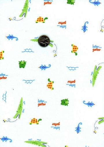 ALLIGATER LATER IS ON WHITE COTTON INTERLOCK KNIT