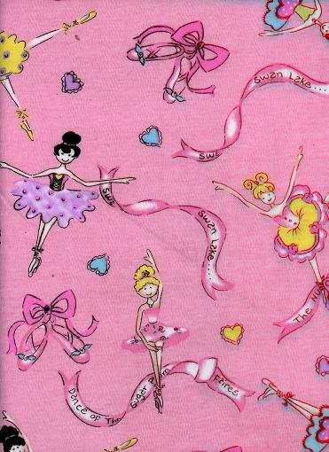 BALLERINAS DANCING WITH SWANLAKES on PINK COTTON RIB KNIT