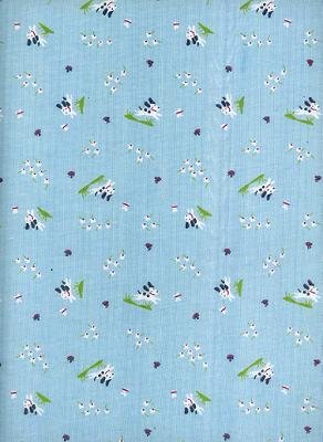BABY DOGS with FLOWERS on BLUE COTTON RIB KNIT-CUTE