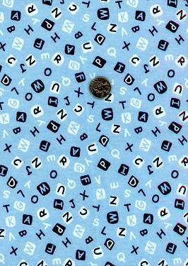 BLUE ABC IS ON BLUE INTERLOCK COTTON KNIT