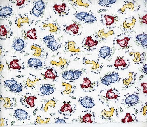 FARMS ANIMALS SHEEP- DUCKS and MORE on COTTON RIB KNIT