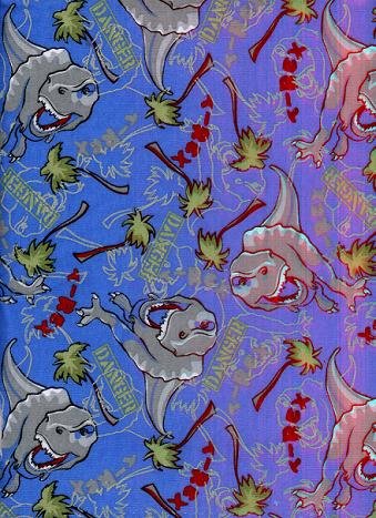 WILD DINASOUR LIFE-T-REX on BLUE COTTON RIB KNIT