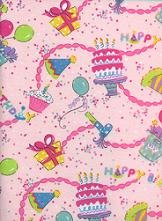BIRTHDAY PARTY, FUN!! ON PINK COTTON RIB KNIT