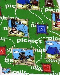 PICNIC, CAMPING, MAPS AND MORE ON GREEN JERSEY KNIT