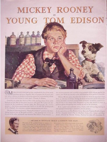 1940 Mickey Rooney As Youong Tom Edison