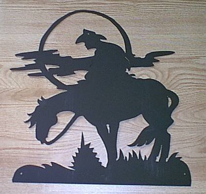 Cowboy Horse & Moonlight Western Metal Art