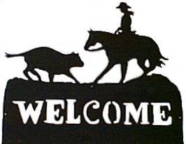 Cutting Horse Welcome Western Rodeo Metal Art