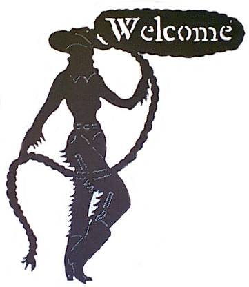 Sexy Cowgirl Welcome Sign Western Metal Art