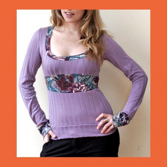 PAPAYA Extra Long Sleeves Top with Waistband and Keyhole- Medium