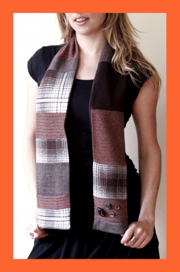 PAPAYA Patchwork Scarf with Vintage Buttons