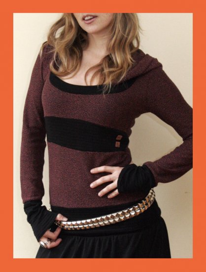 PAPAYA Amazing Knit Hoodie with Extra Long Sleeves, Waistband and Unique Buttons - Small to Medium