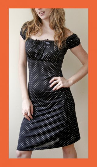 PAPAYA Black Polka Dot Dress with Bow - Small