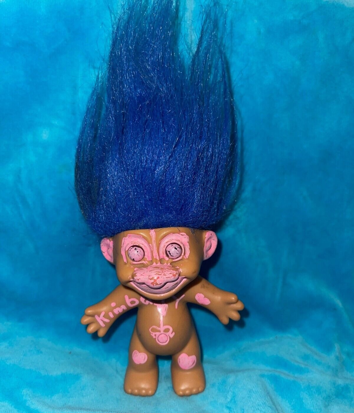 Vintage Russ Blue Hair Naked Troll Doll Retro Kimberly Words