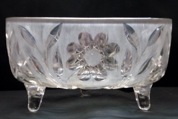 Large Cut Glass 3 Footed Bowl
