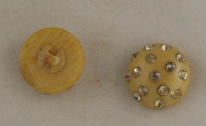 2 Celluloid/Rhinestone Paste Buttons-BUTTON VINTAGE 7/8 Inch