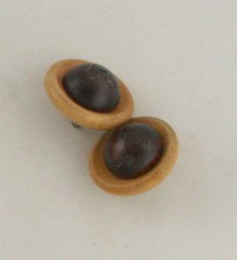 "Wood Dome" WOOD 2 Buttons VINTAGE BUTTON Two Tone *