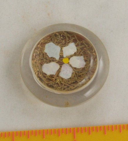 Vintage Large Lucite Inlay Floral Button VINTAGE BUTTON 1-1/2 Inch