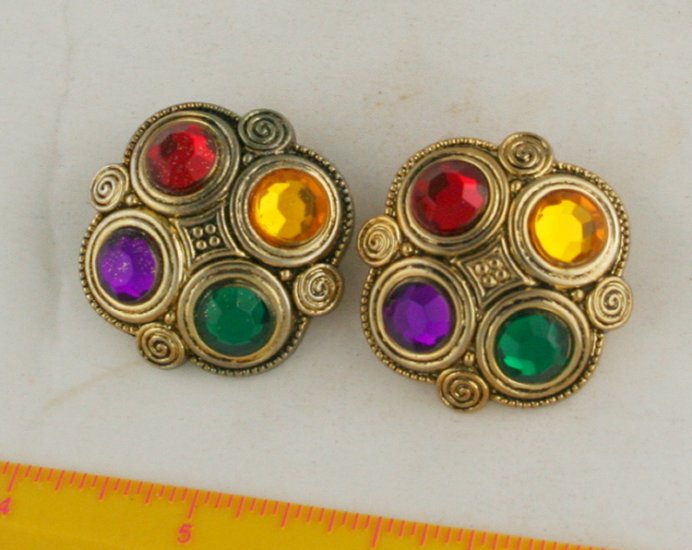 Fab Metallicized Plastic Cabuchon Button VINTAGE Pair 1-5/16 Inch