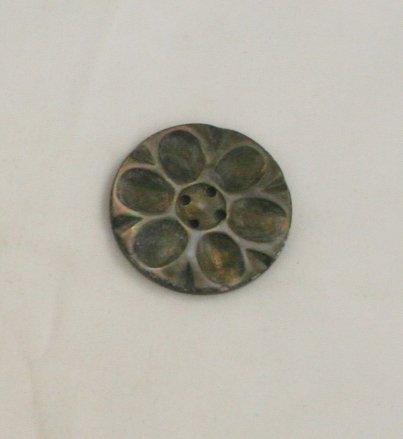 "Large Carved Floral" Smoky Pearl Button VINTAGE BUTTON 1-1/4 Inch