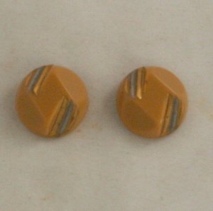 "Art Deco Glass" Gold/Silver 2 Buttons VINTAGE BUTTON 11/16 Inch