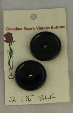 Card Buttons Grandma Rose's VINTAGE BUTTON Black 1-1/16 In