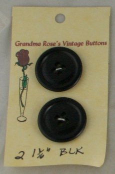Card Buttons Grandma Rose's VINTAGE BUTTON Black 1-1/16 In