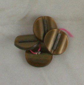 4 Tan Early Plastic Shank OME Metal VINTAGE BUTTON 3/4"