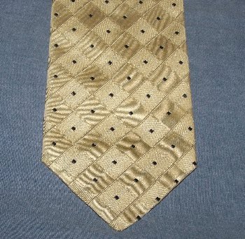 Prochownick Silk Tie Necktie Light Cream Tan Squares C679 ~