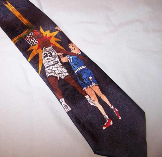 Renaissance Navy Blue Basketball Theme Tie Necktie 63" C128 ~