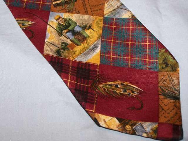 AKA Eddie Bauer Silk Fishing FliesTie Necktie C126 ~