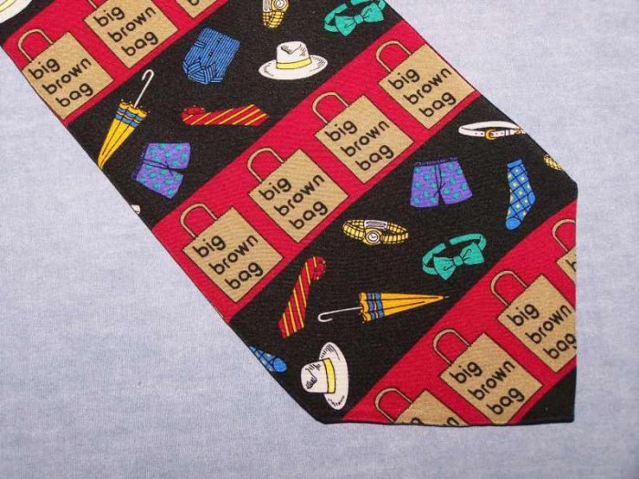 Vicky Davis Big Brown Bag Silk Tie Necktie C26 ~
