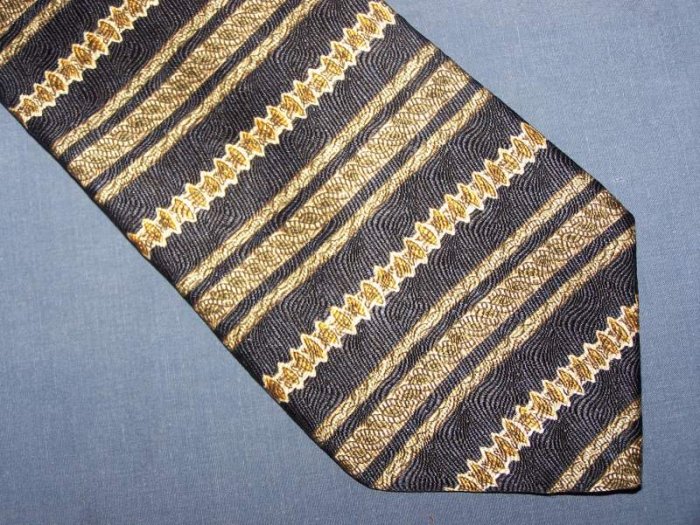Oscar de la Renta Navy Blue Striped Tie Necktie C192 ~